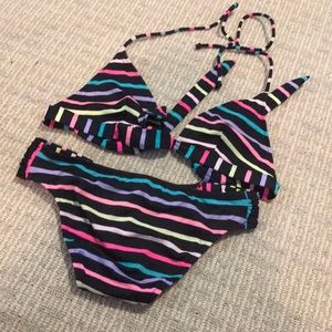 VS neon striped black bikini extra small